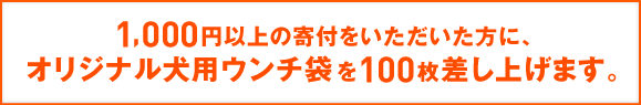 1,000円以上の寄付をいただいた方に、オリジナル犬用ウンチ袋を100枚差し上げます。